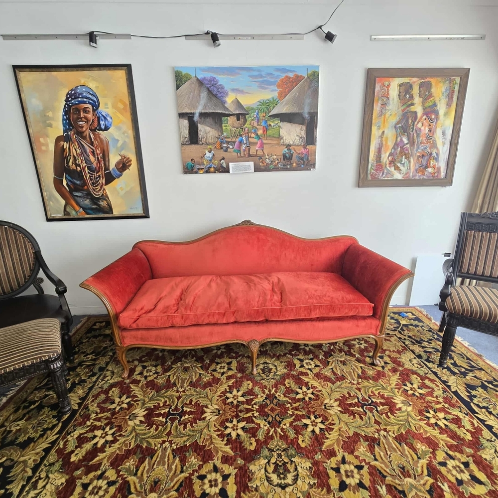 Elegant Red Velvet Sofa - Picture 2 of 3